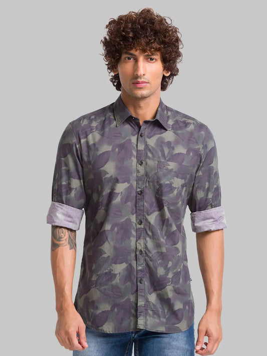 Parx Men Green Checks Slim Fit Cotton Half Sleeve Cutaway Collar Shirt