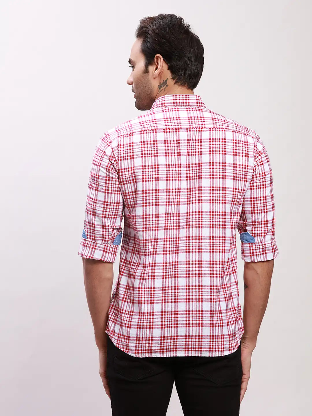 Parx Men Blue Print Slim Fit Cotton Full Sleeve Shirts