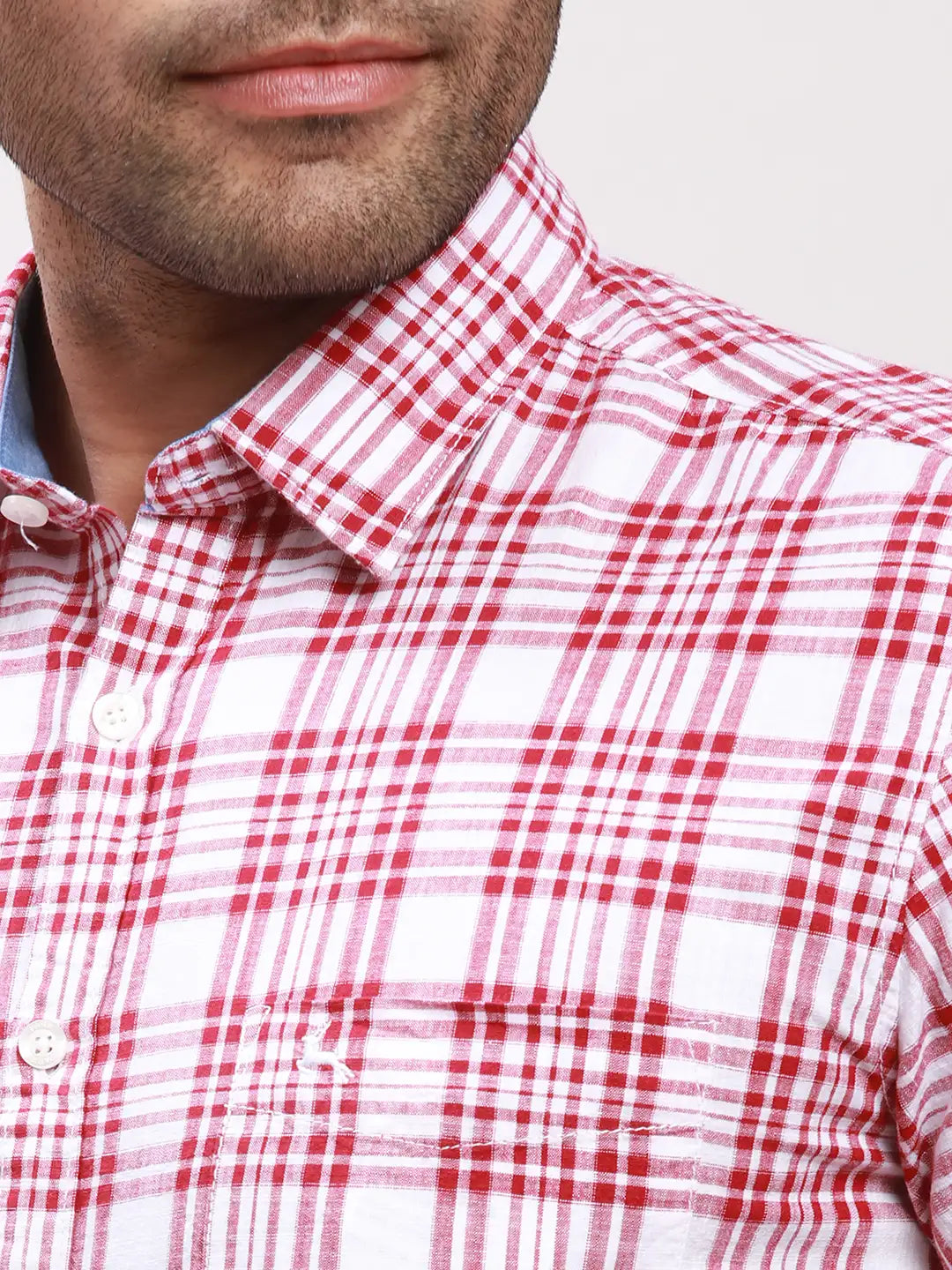 Parx Men Blue Print Slim Fit Cotton Full Sleeve Shirts