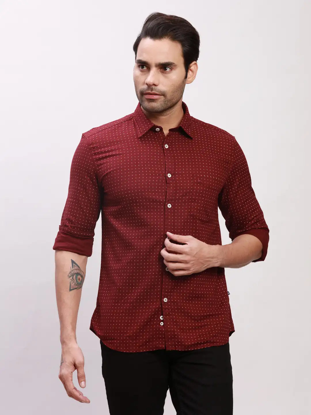 Parx Men Blue Print Slim Fit Cotton Blend Full Sleeve Shirts