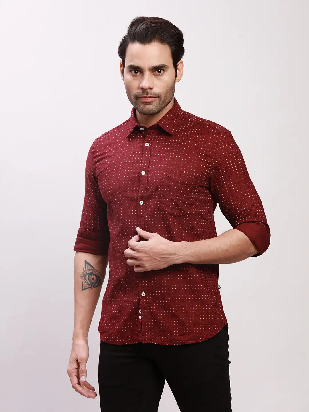 Parx Men Blue Print Slim Fit Cotton Blend Full Sleeve Shirts