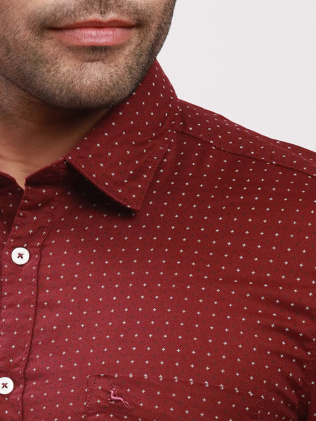 Parx Men Blue Print Slim Fit Cotton Blend Full Sleeve Shirts