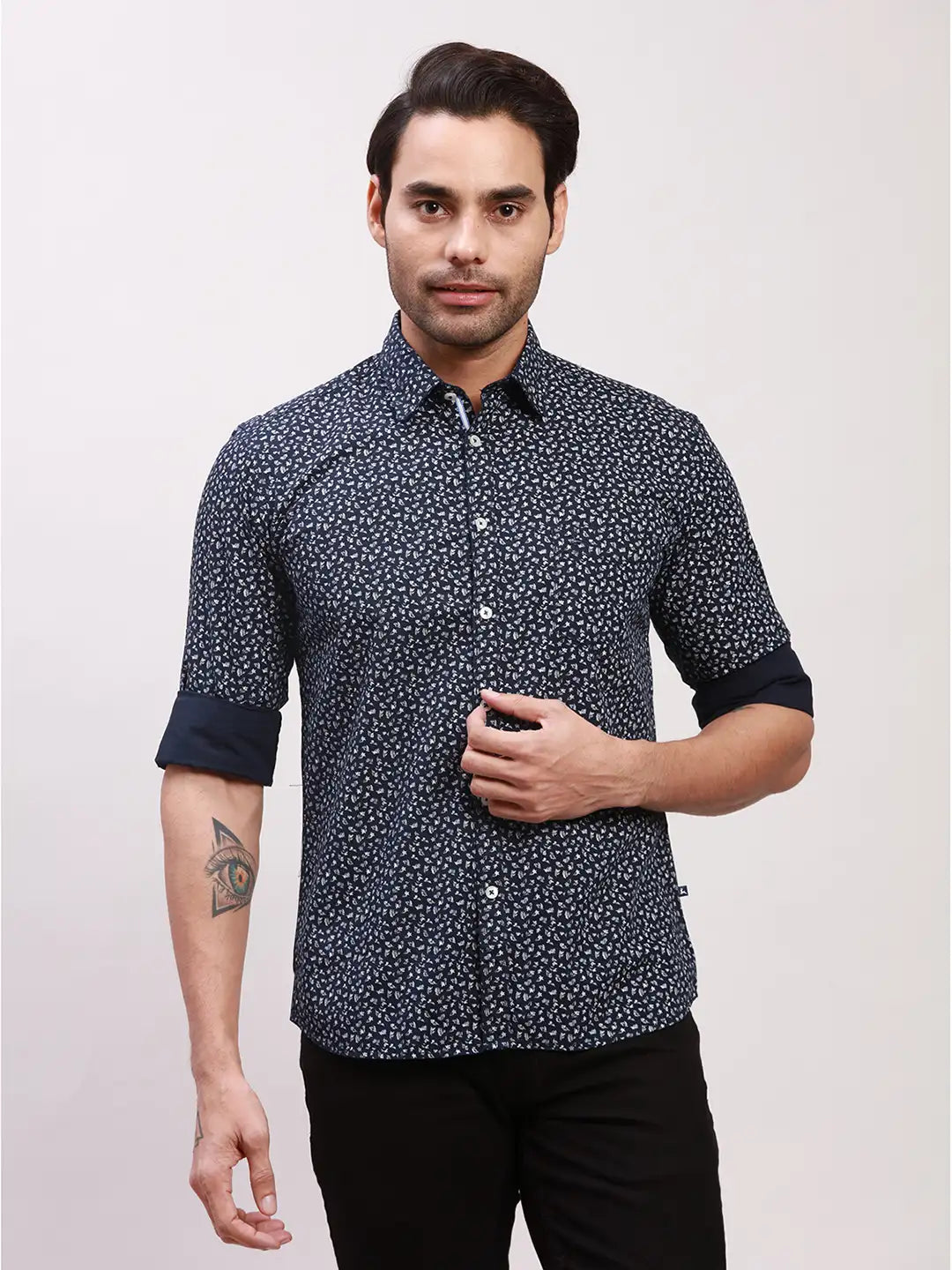 Parx Men Blue Checks Slim Fit Cotton Full Sleeve Shirts