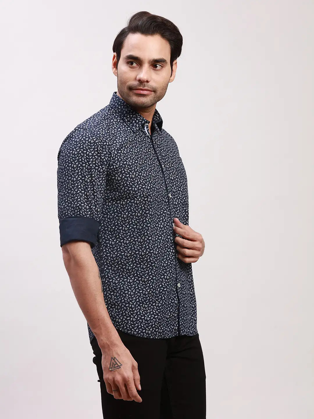 Parx Men Blue Checks Slim Fit Cotton Full Sleeve Shirts