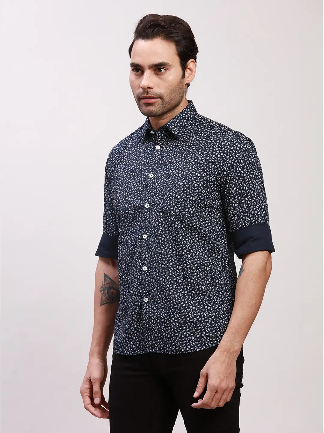 Parx Men Blue Checks Slim Fit Cotton Full Sleeve Shirts