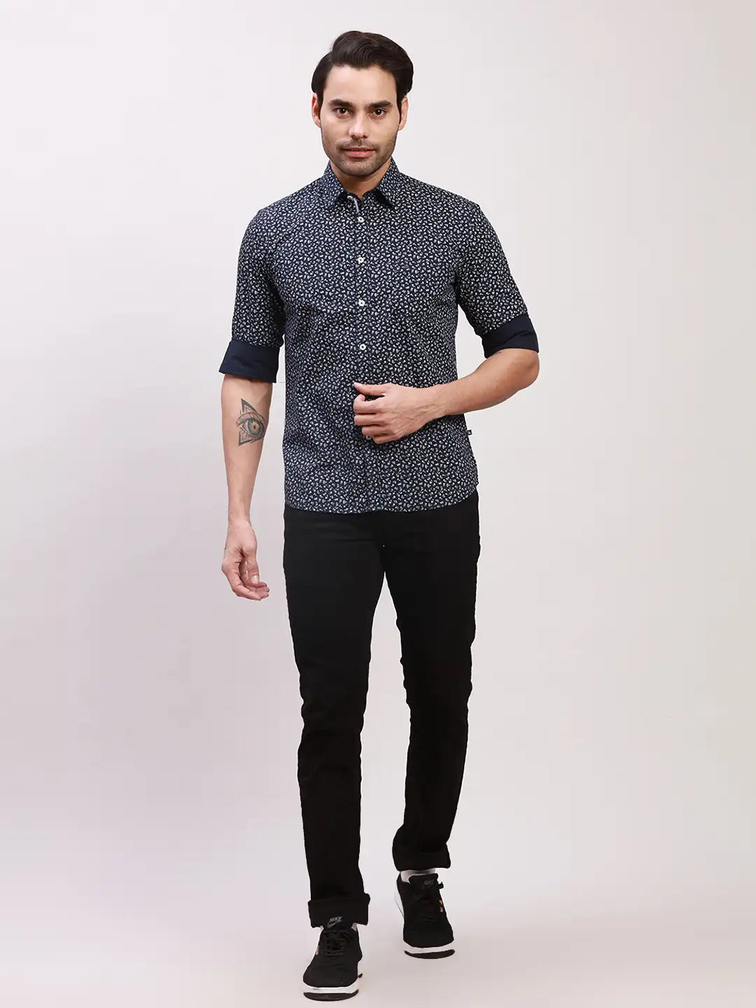 Parx Men Blue Checks Slim Fit Cotton Full Sleeve Shirts