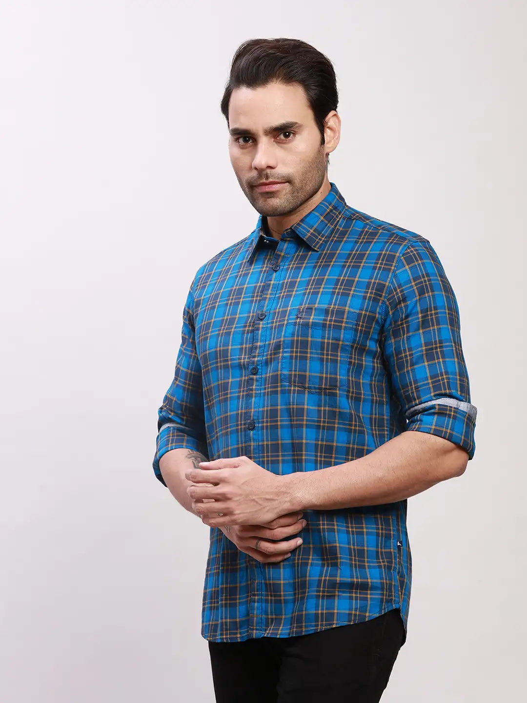 Parx Men Red Checks Slim Fit Cotton Full Sleeve Shirts