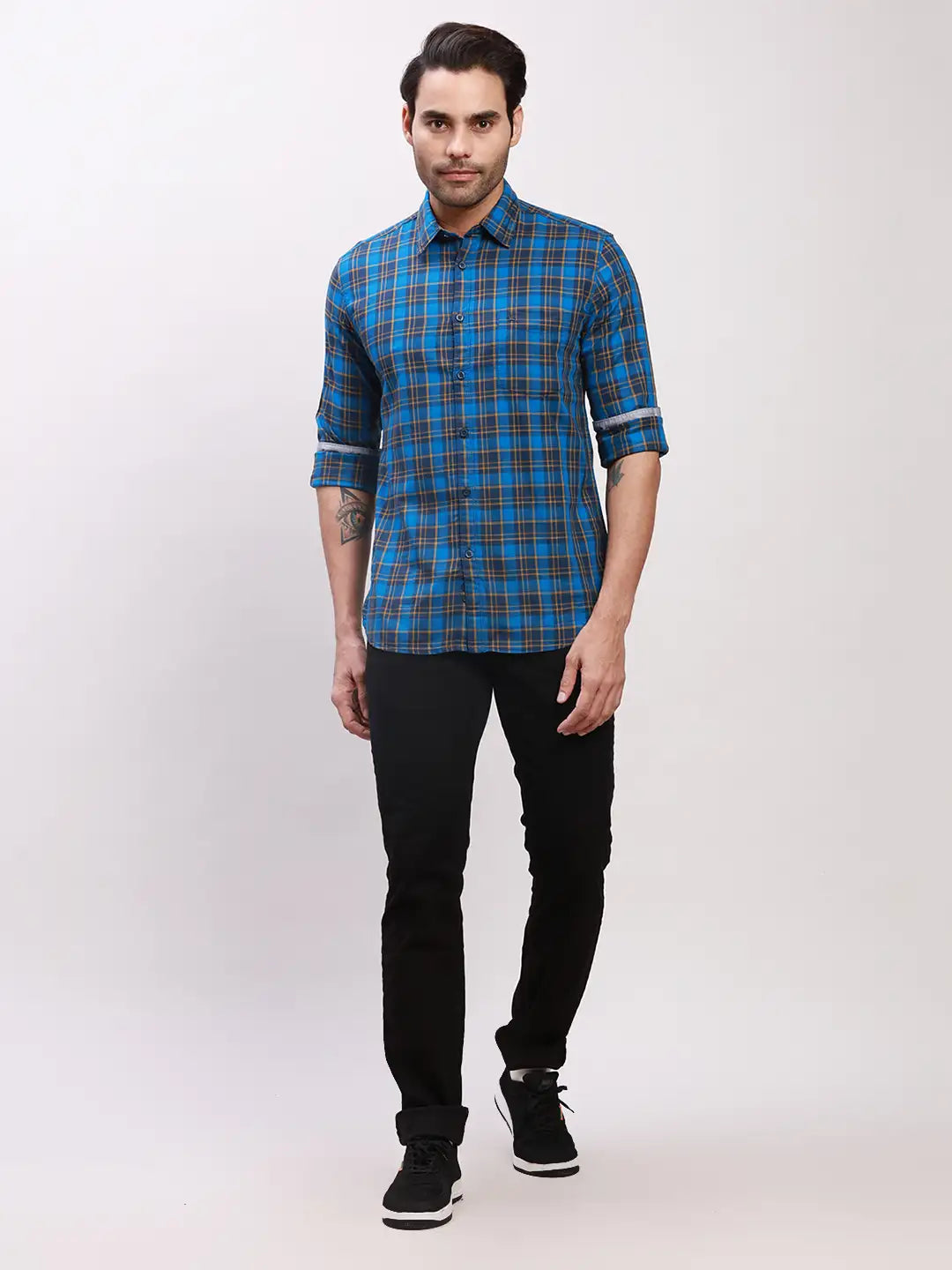 Parx Men Red Checks Slim Fit Cotton Full Sleeve Shirts