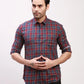 Parx Men Green Checks Slim Fit Cotton Full Sleeve Shirts