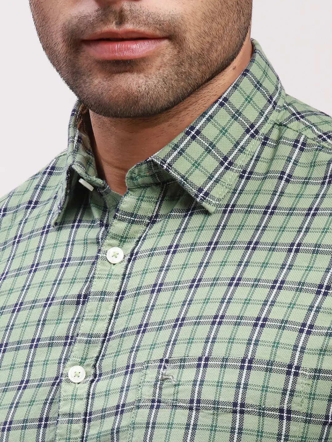 Parx Men Blue Checks Slim Fit Cotton Full Sleeve Shirts