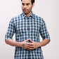 Parx Men Petrol Checks Slim Fit Cotton Full Sleeve Shirts