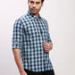 Parx Men Petrol Checks Slim Fit Cotton Full Sleeve Shirts