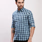 Parx Men Petrol Checks Slim Fit Cotton Full Sleeve Shirts