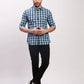 Parx Men Petrol Checks Slim Fit Cotton Full Sleeve Shirts