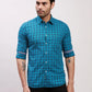 Parx Men Black Print Slim Fit Linen Full Sleeve Shirts