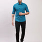 Parx Men Black Print Slim Fit Linen Full Sleeve Shirts