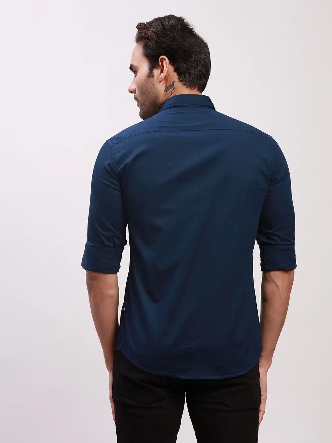 Parx Men Blue Solid Slim Fit Cotton Full Sleeve Shirts – MyRaymond