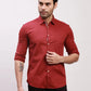 Parx Men Green Solid Slim Fit Cotton Blend Full Sleeve Shirts