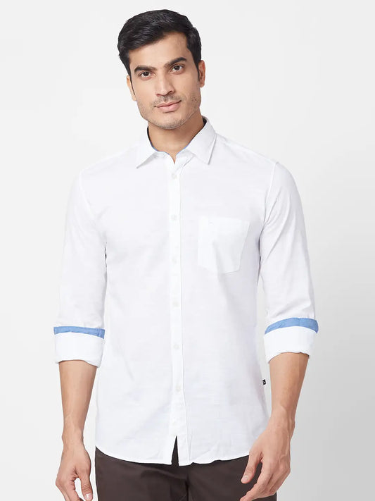 Parx Men Blue Checks Slim Fit Cotton Full Sleeve Cutaway Collar Shirt