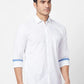Parx Men Blue Checks Slim Fit Cotton Full Sleeve Cutaway Collar Shirt