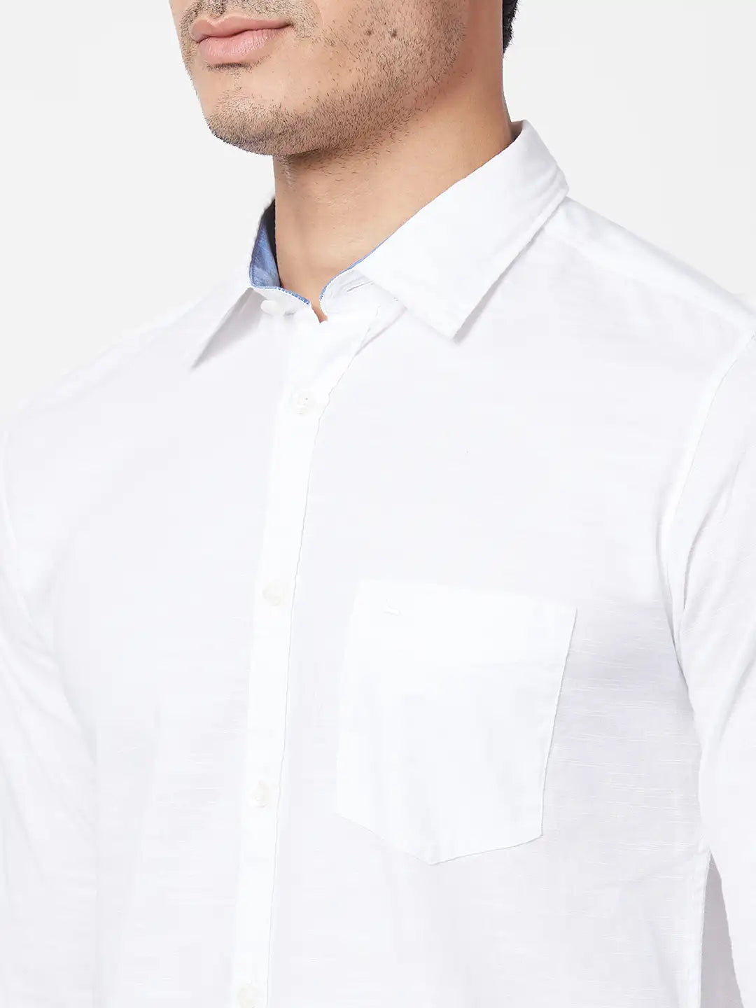 Parx Men Blue Checks Slim Fit Cotton Full Sleeve Cutaway Collar Shirt