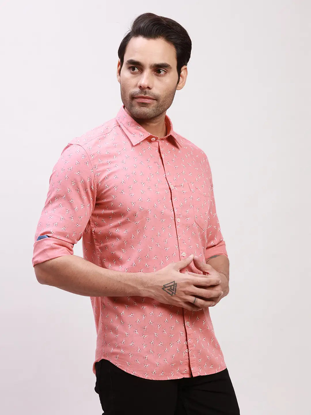 Parx Men Brown Checks Slim Fit Cotton Full Sleeve Shirts