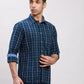 Parx Men Blue Checks Slim Fit Cotton Half Sleeve Cut Away Collar Shirt