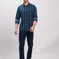 Parx Men Blue Checks Slim Fit Cotton Half Sleeve Cut Away Collar Shirt