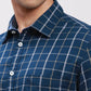 Parx Men Blue Checks Slim Fit Cotton Half Sleeve Cut Away Collar Shirt