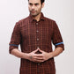 Parx Men Grey Checks Slim Fit Cotton Full Sleeve Shirts