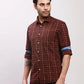 Parx Men Grey Checks Slim Fit Cotton Full Sleeve Shirts