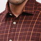 Parx Men Grey Checks Slim Fit Cotton Full Sleeve Shirts