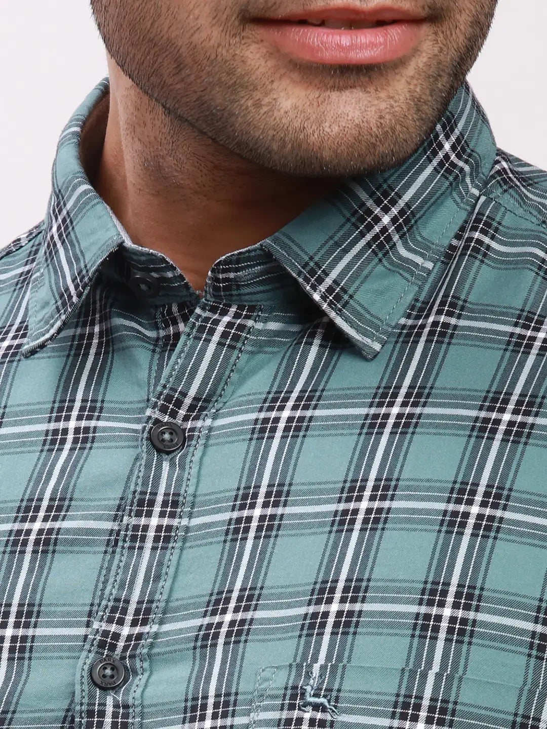 Parx Men Black Checks Slim Fit Cotton Full Sleeve Shirts