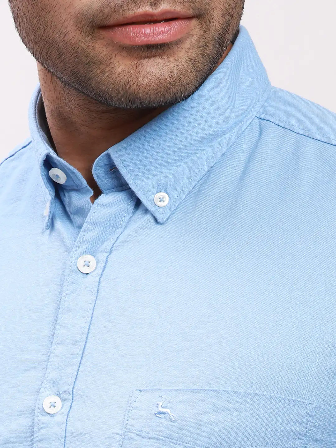 Parx Men Blue Solid Slim Fit Cotton Full Sleeve Shirts – MyRaymond