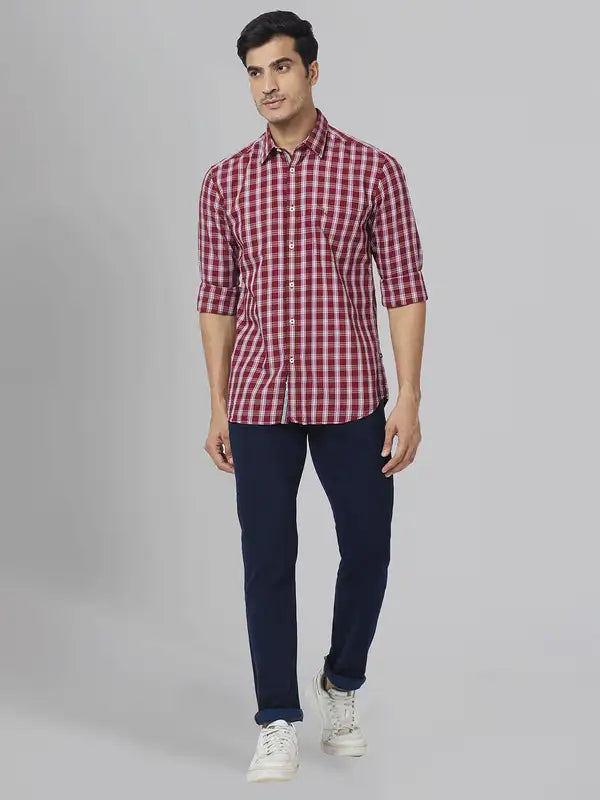 Men Slim Fit Red Shirt