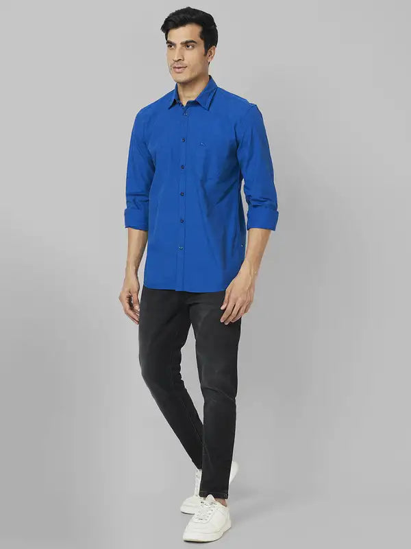 Men Slim Fit Blue Shirt