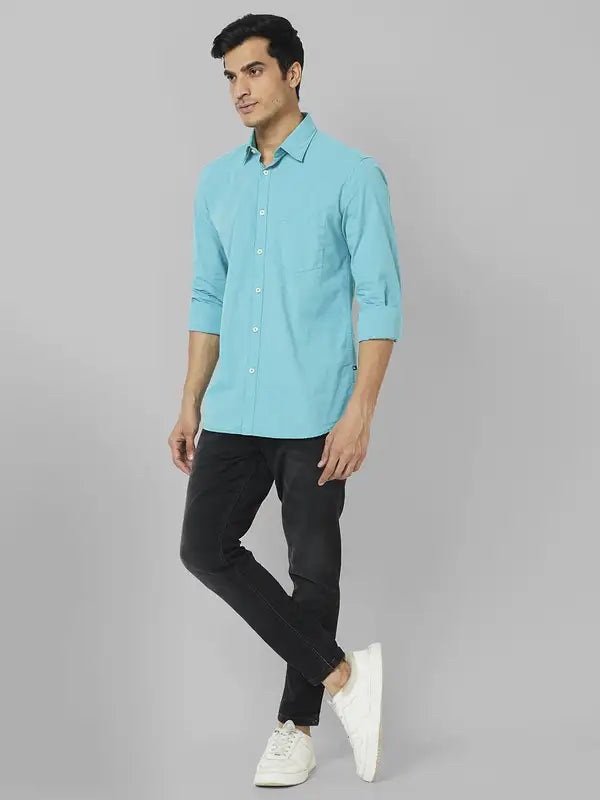 Men Slim Fit Green Shirt
