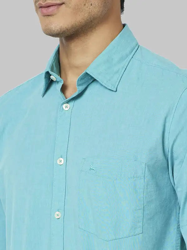 Men Slim Fit Green Shirt