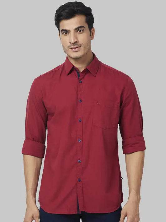 Men Slim Fit Red Shirt