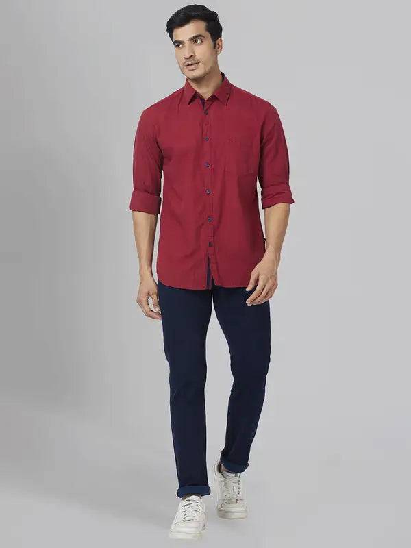 Men Slim Fit Red Shirt