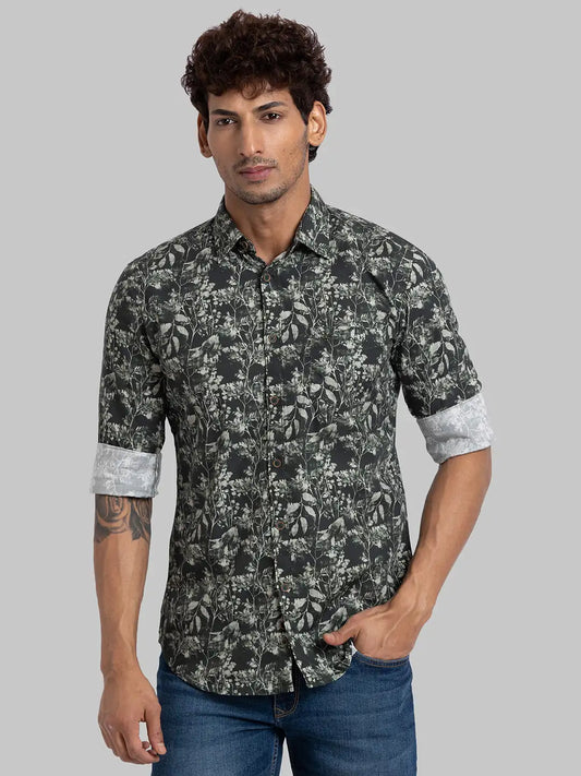Men Black Slim Fit Checks Cotton Full Sleeve Shirts
