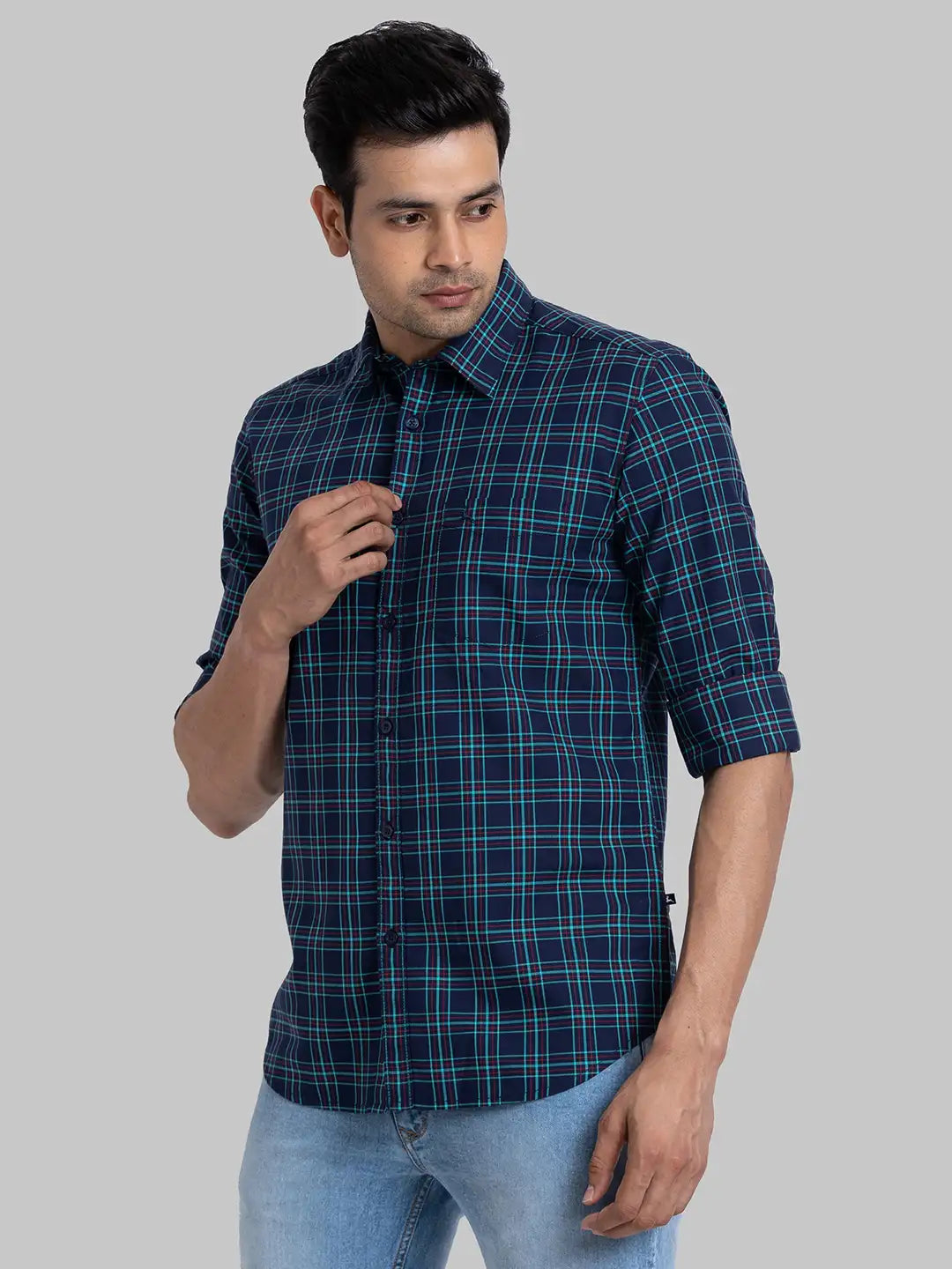 Men Slim Fit Green Shirt