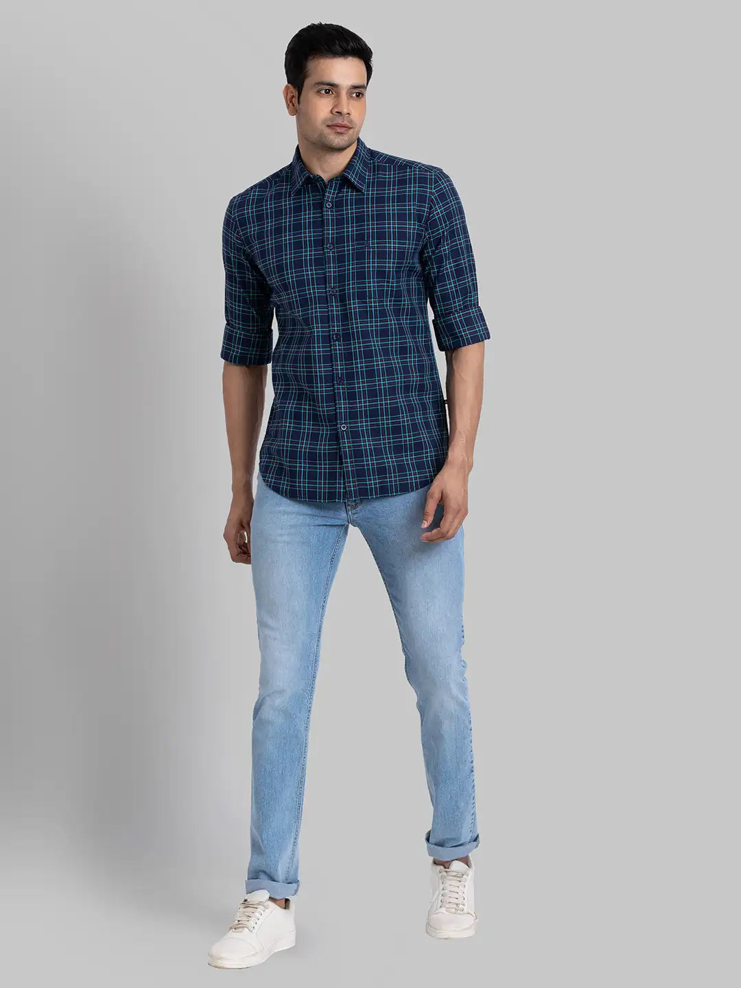 Men Slim Fit Green Shirt