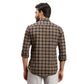 Men Fawn Slim Fit Checks Cotton Full Sleeves Cutaway Collar Shirts