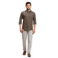 Men Fawn Slim Fit Checks Cotton Full Sleeves Cutaway Collar Shirts