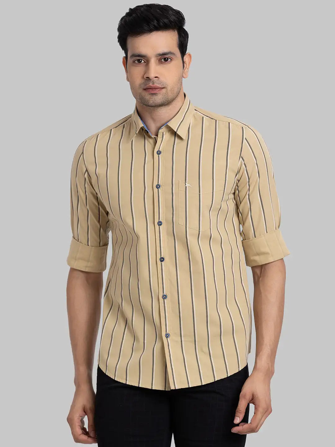 Men Slim Fit Yellow Shirt
