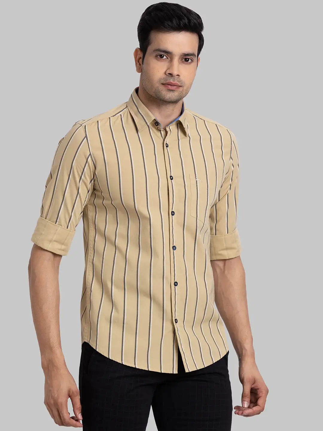 Men Slim Fit Yellow Shirt