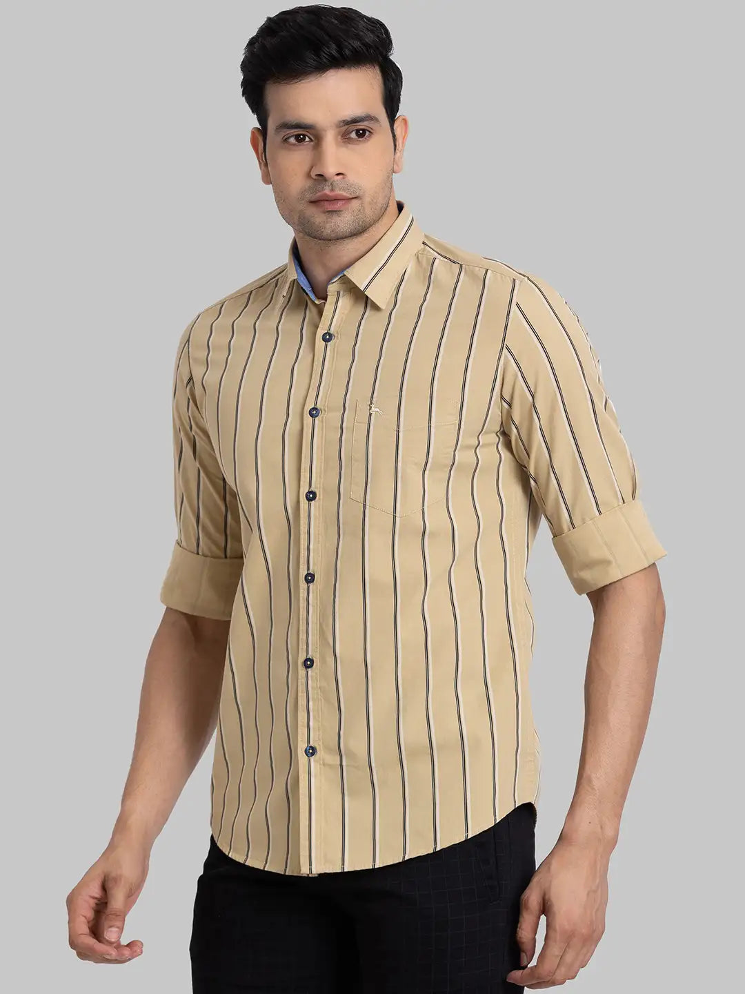 Men Slim Fit Yellow Shirt