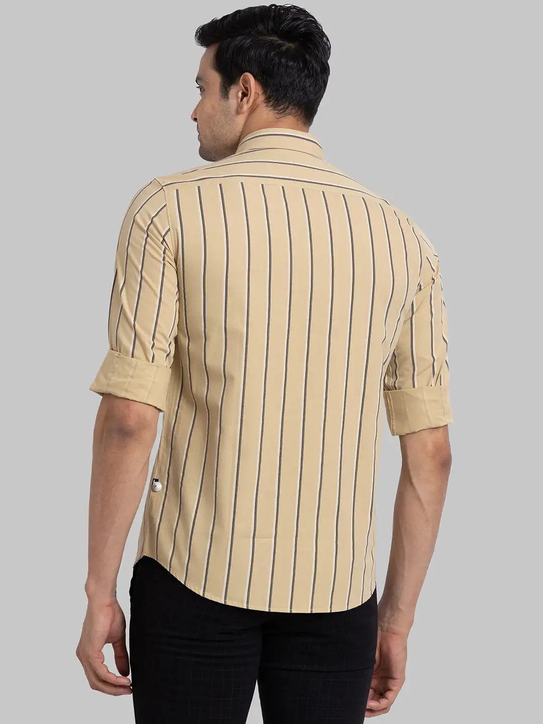 Men Slim Fit Yellow Shirt