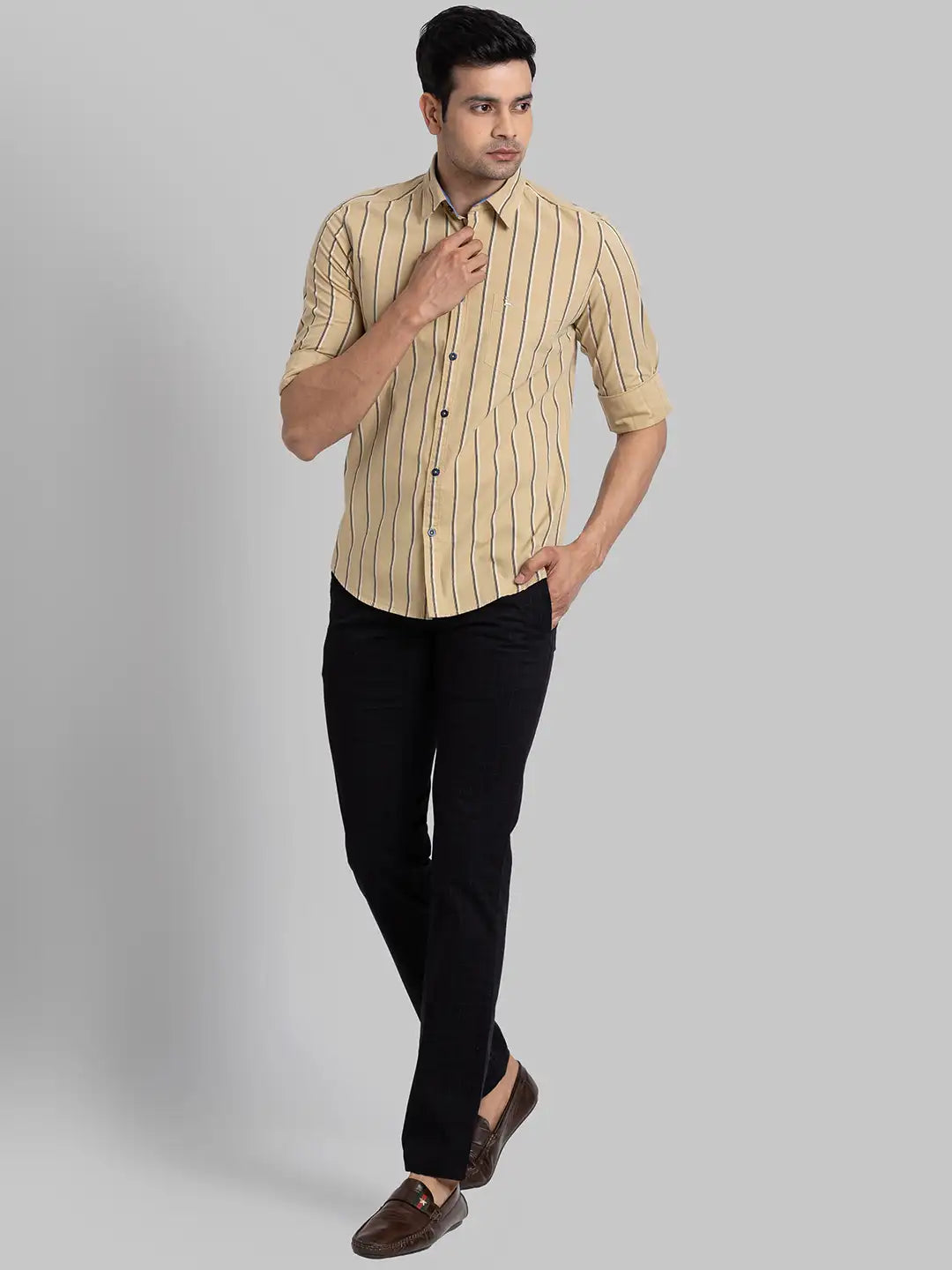 Men Slim Fit Yellow Shirt